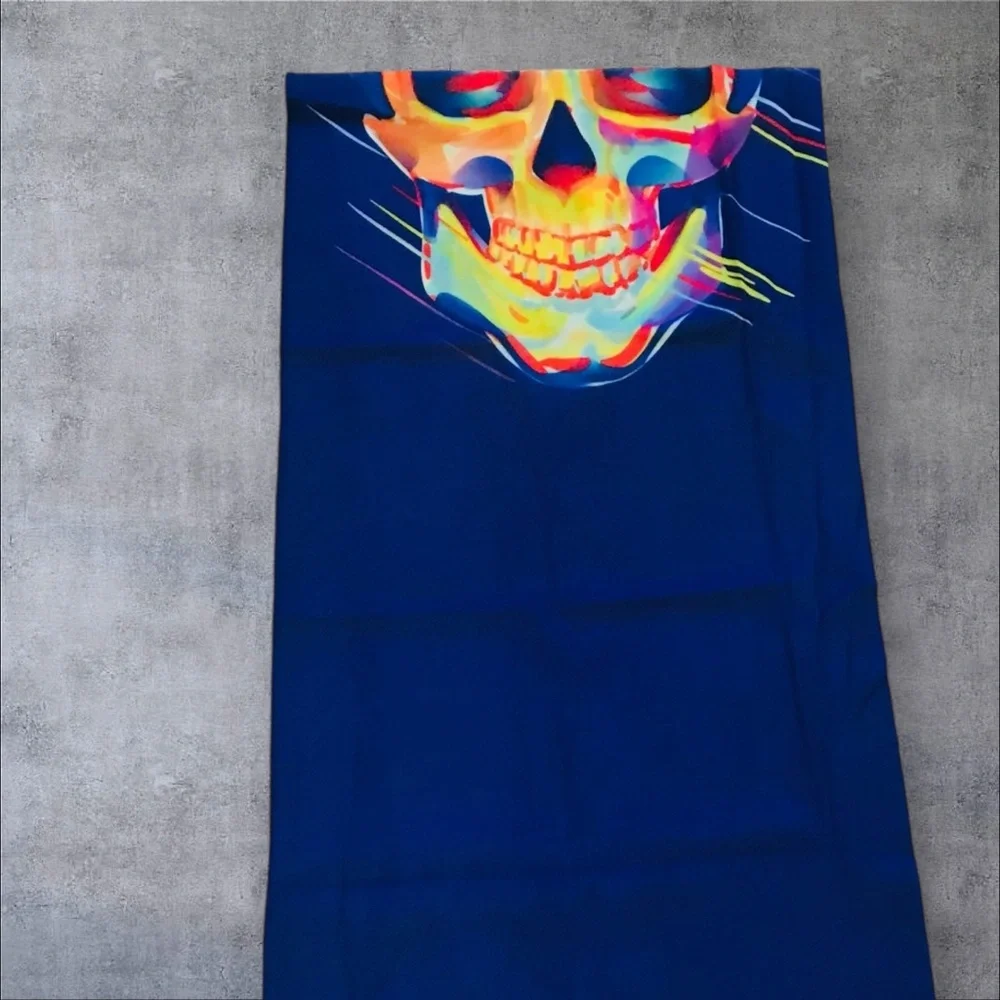 Neon Skull Paint 16 n 1 Neck Gaiter Face Cover Dust Mask Biker Rag